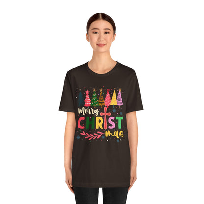 Retro Rustic Merry Christmas Shirt – Christian Cross Jesus Faith Holiday Tee
