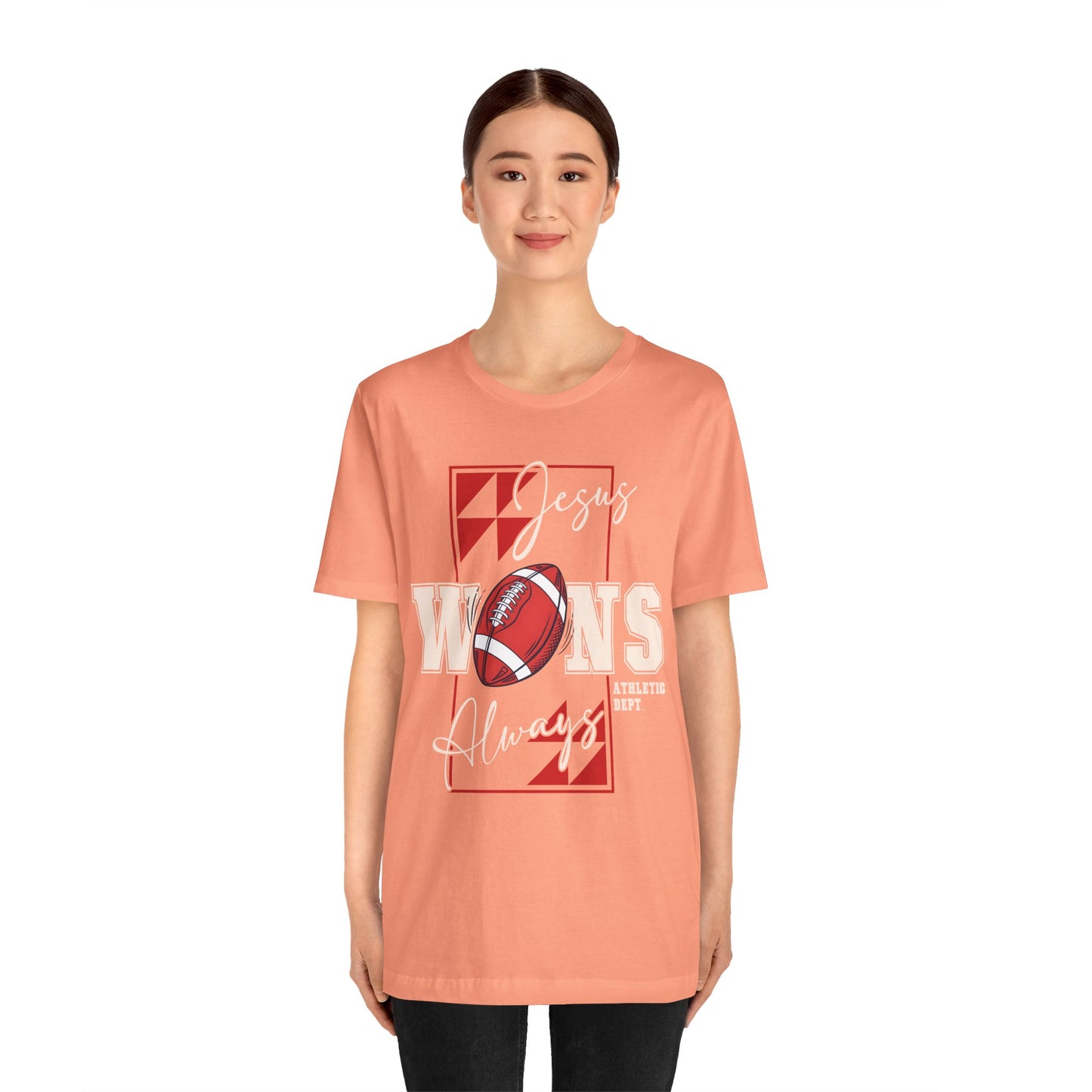 Jesus Wins Always Shirt – Christian Football Faith Player Sports Tee