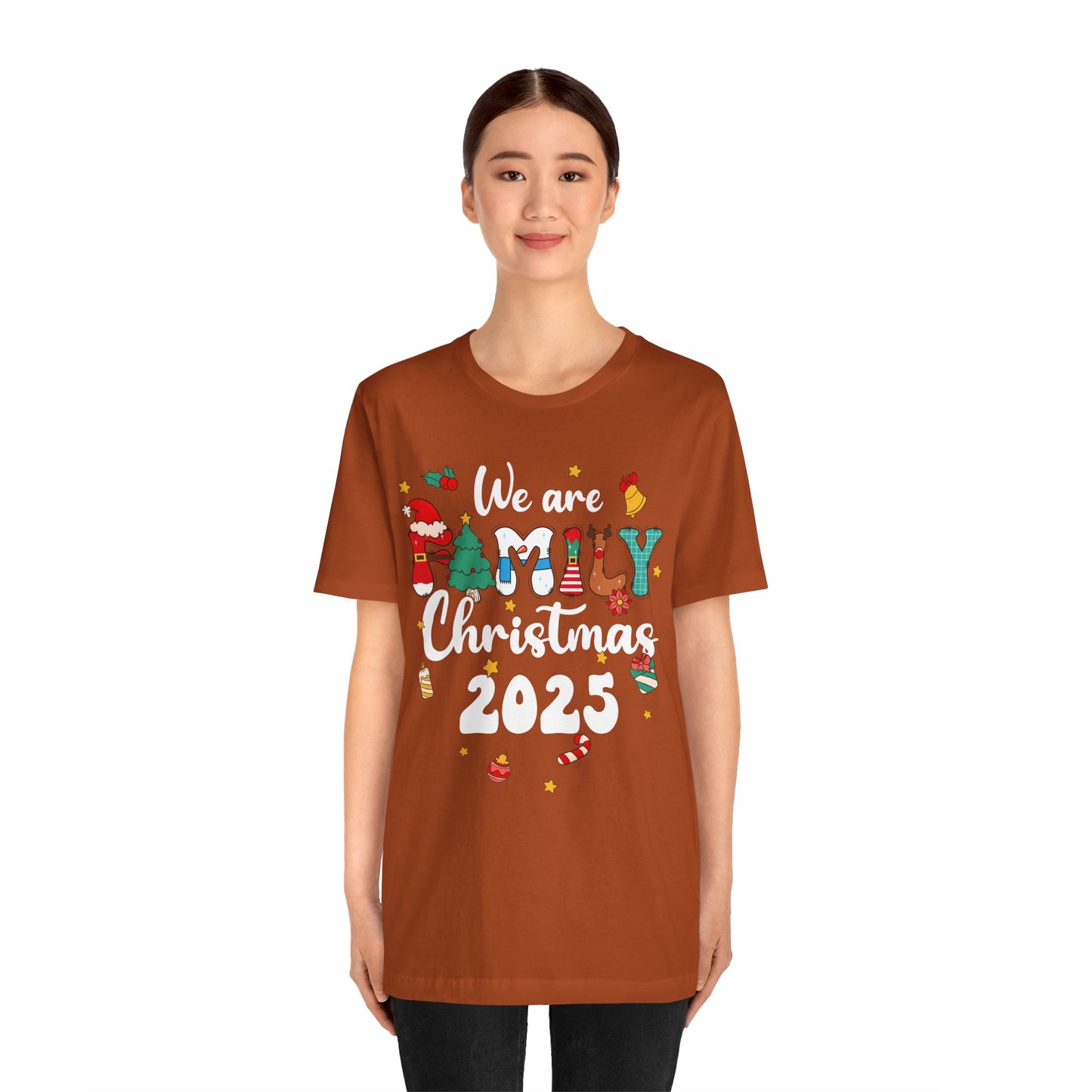 We Are Family Christmas 2025 Shirt – Groovy Snowman & Xmas Tree Matching Tee