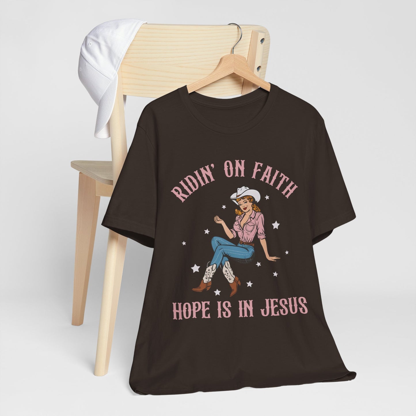 Ridin’ On Faith Shirt – Christian Cowgirl Rodeo Western Jesus Tee
