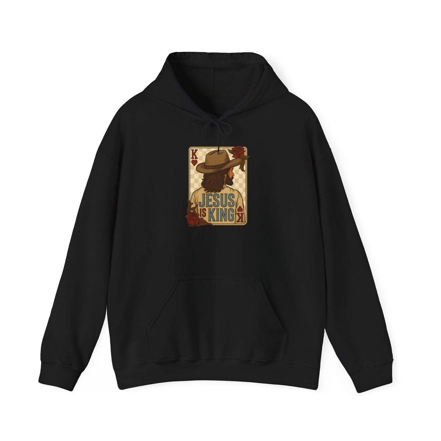 Jesus Is King Hoodie – Western Christian Playing Card Cowboy Retro Pullover