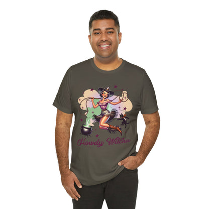 Howdy Witches Cowgirl Halloween Rodeo Western Black Cat T-Shirt