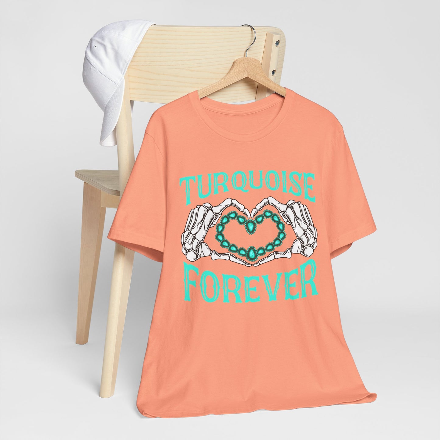 Western Turquoise Forever Shirt – Gemstone Skeleton Hand Heart Rodeo Tee