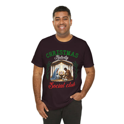 Christmas Nativity Social Club Shirt – Christian Nativity Scene Holiday Tee