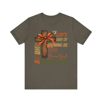 Autumn Is God’s Way Shirt – Coquette Bow Christian Cross Fall Thanksgiving Tee