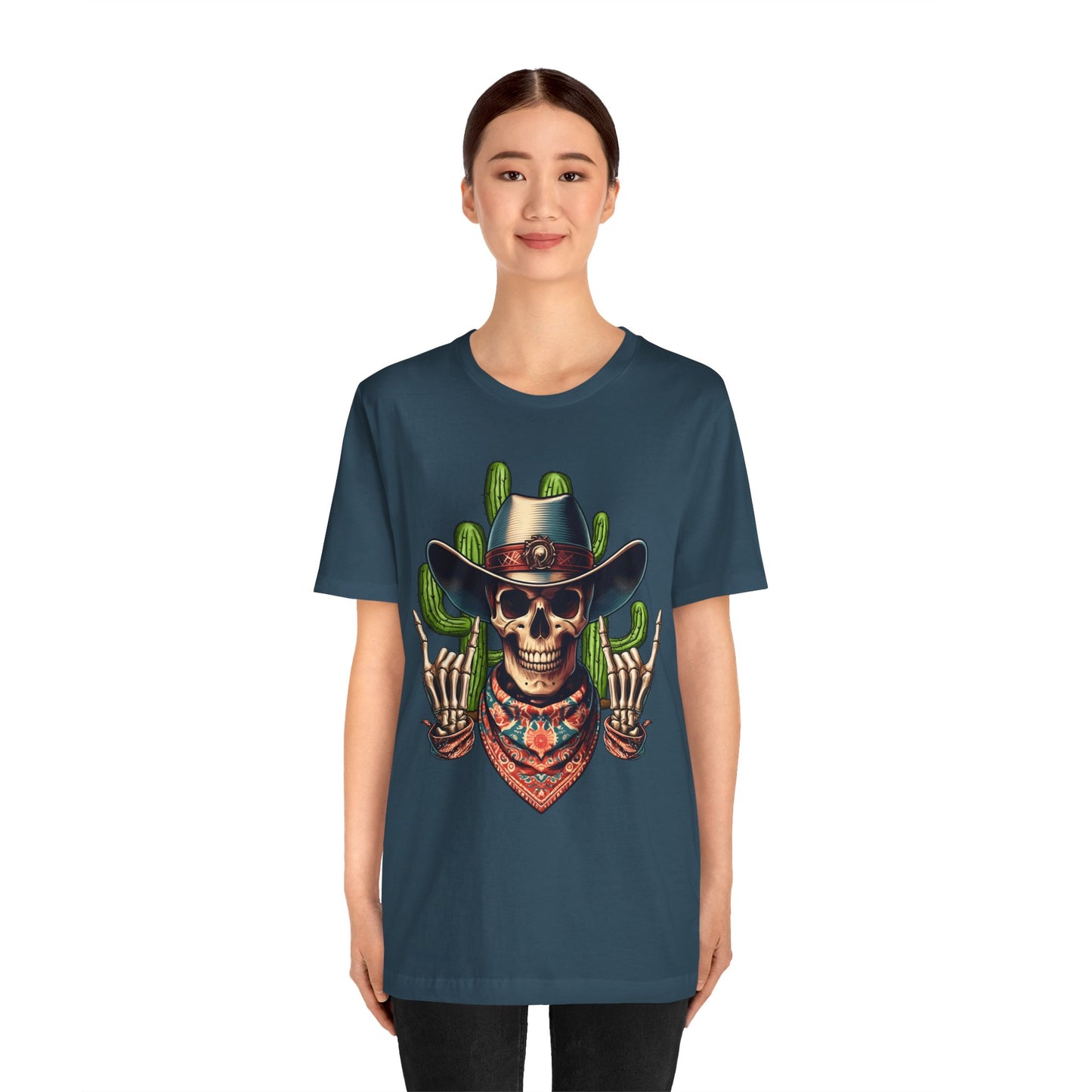 Skeleton Cowboy Howdy Shirt – Rock Hand Skull Western Rodeo Texas Tee