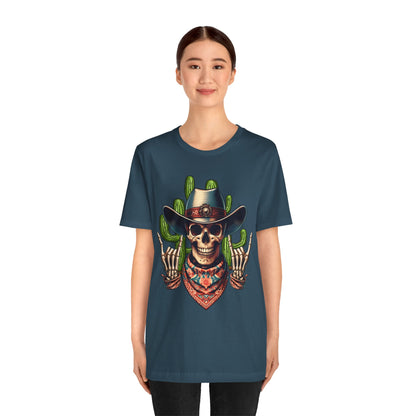 Skeleton Cowboy Howdy Shirt – Rock Hand Skull Western Rodeo Texas Tee