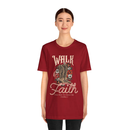 Walk by Faith Shirt – 2 Corinthians 5:7 Christian Jesus Bible Verse Tee