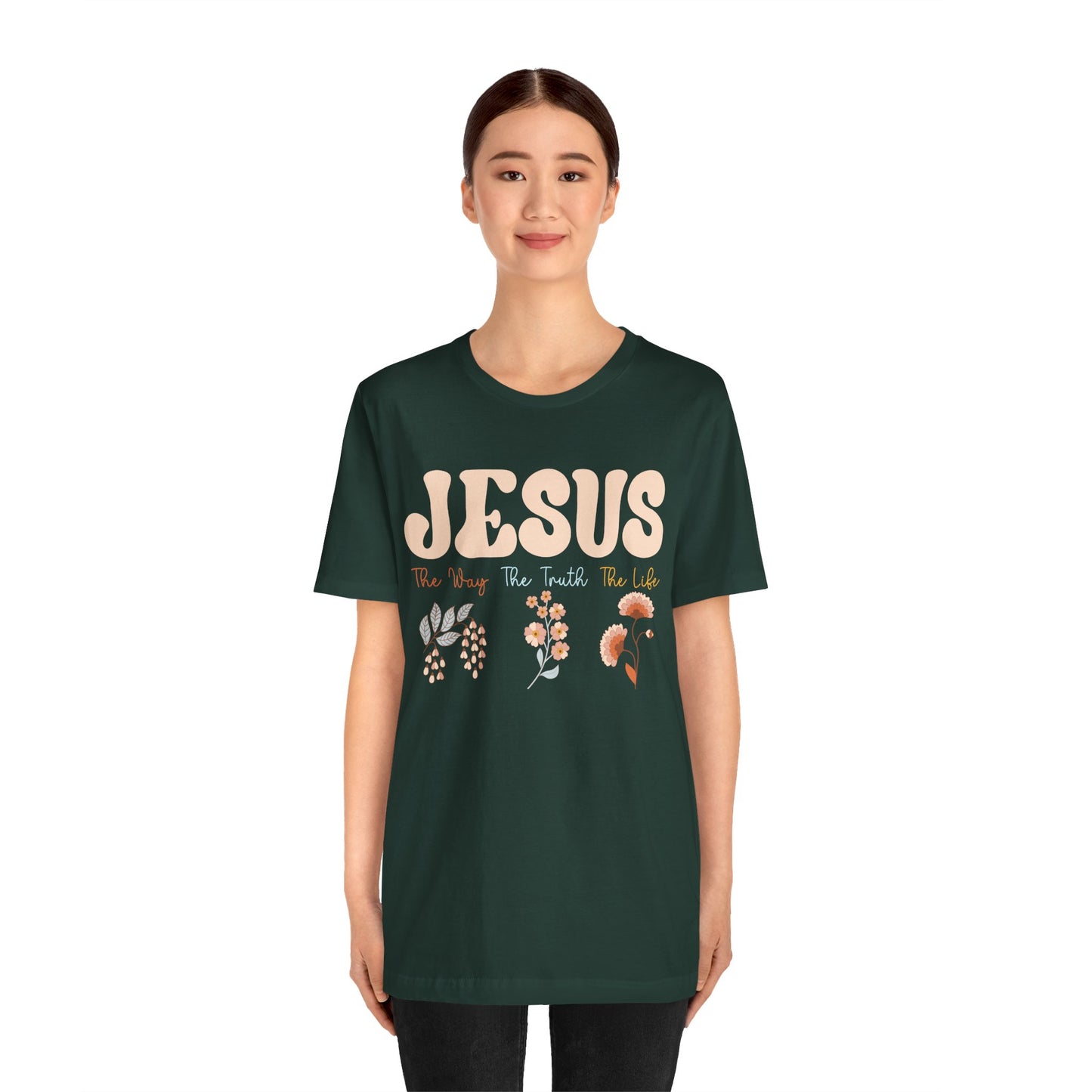 Jesus The Way The Truth The Life Shirt – Groovy Floral John 14:6 Christian Tee