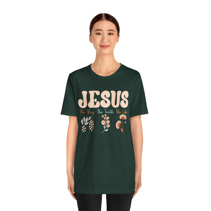Jesus The Way The Truth The Life Shirt – Groovy Floral John 14:6 Christian Tee