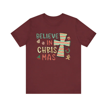 Believe in Christ-Mas Shirt – Retro Christian Jesus Vintage Holiday Faith Tee
