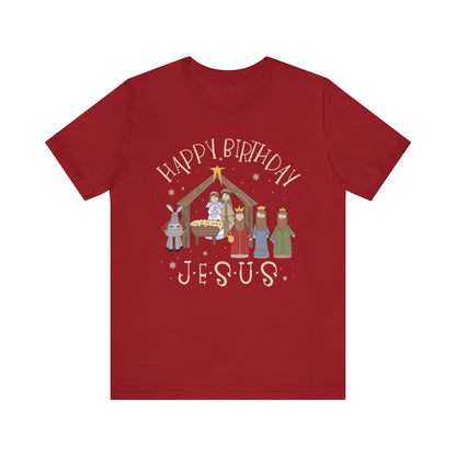Nativity Happy Birthday Jesus Shirt – Christian Faith-Filled Christmas Tee