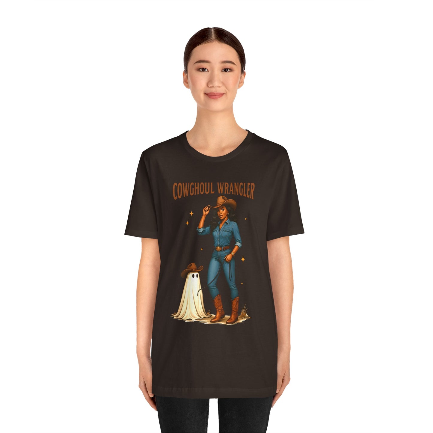 Cowghoul Wrangler Shirt Western Cowgirl Cowboy Ghost Halloween Tee, Spooky Rodeo Fall Outfit
