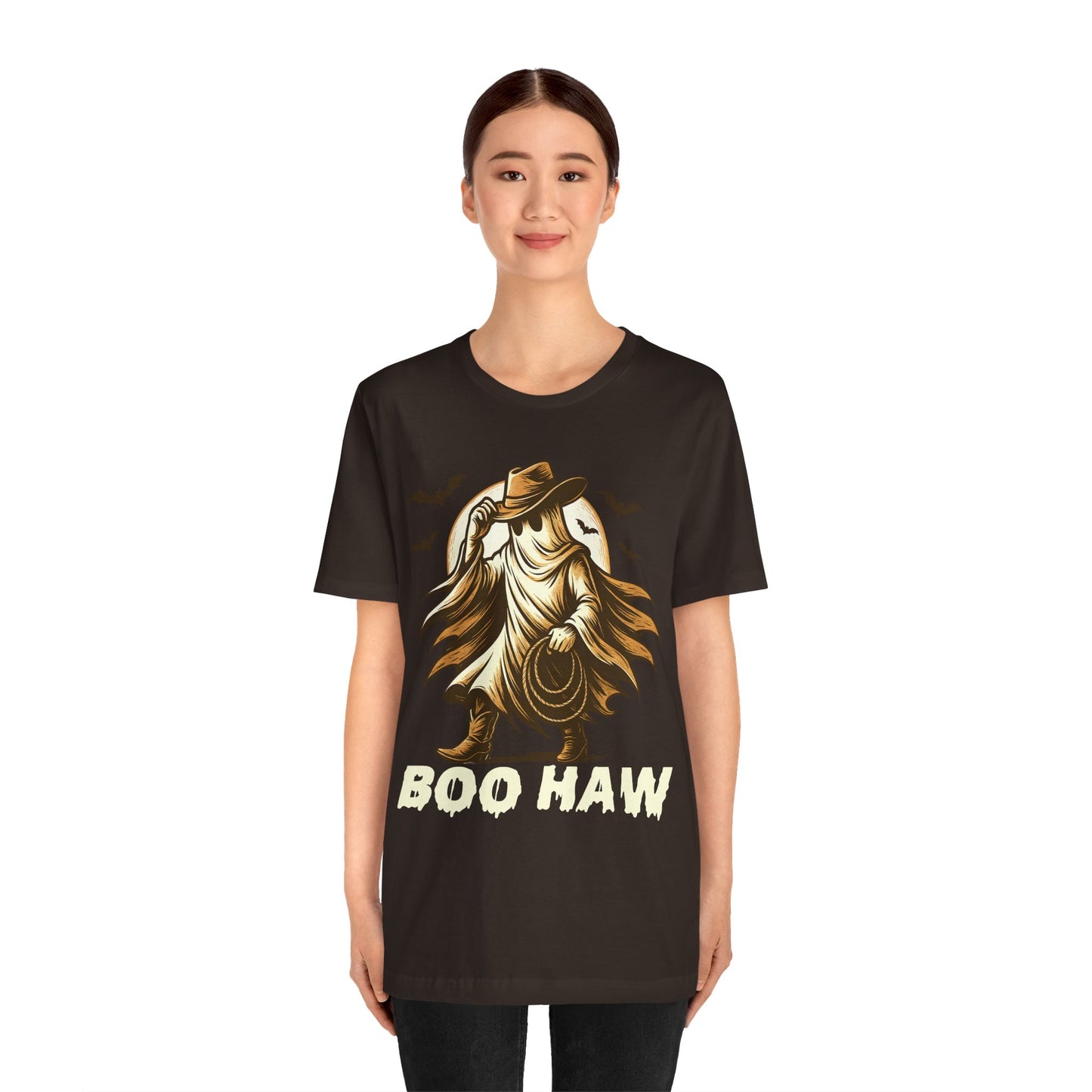 Boo Haw Shirt Ghost Cowboy Western Halloween Tee, Funny Rodeo Spirit Fall Outfit