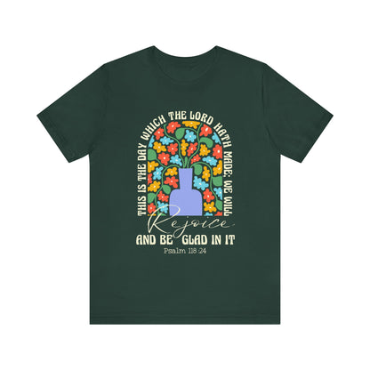Rejoice and Be Glad In It Shirt – Boho Floral Christian Psalm 118:24 Faith Tee