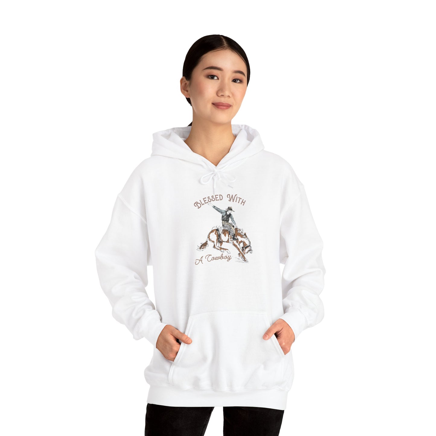 Blessed with a Cowboy Hoodie – Retro Christian Western Rodeo Country Pullover