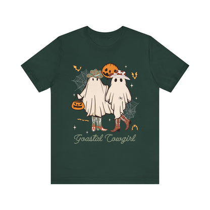 Ghostal Coastal Cowgirl T-Shirt, Western Ghost Halloween Tee, Spooky Cute Rodeo Shirt