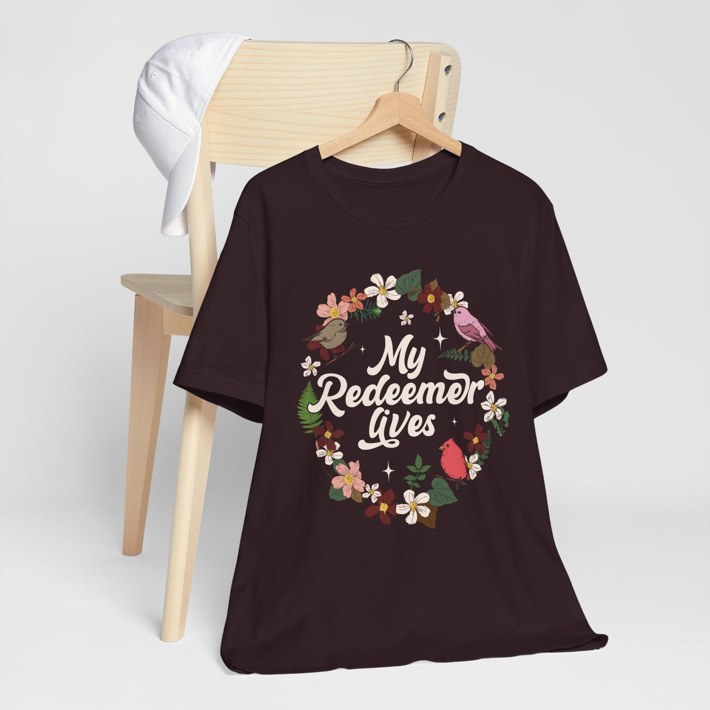 My Redeemer Lives Shirt – Christian Bible Verse Floral Bird Resurrection Tee