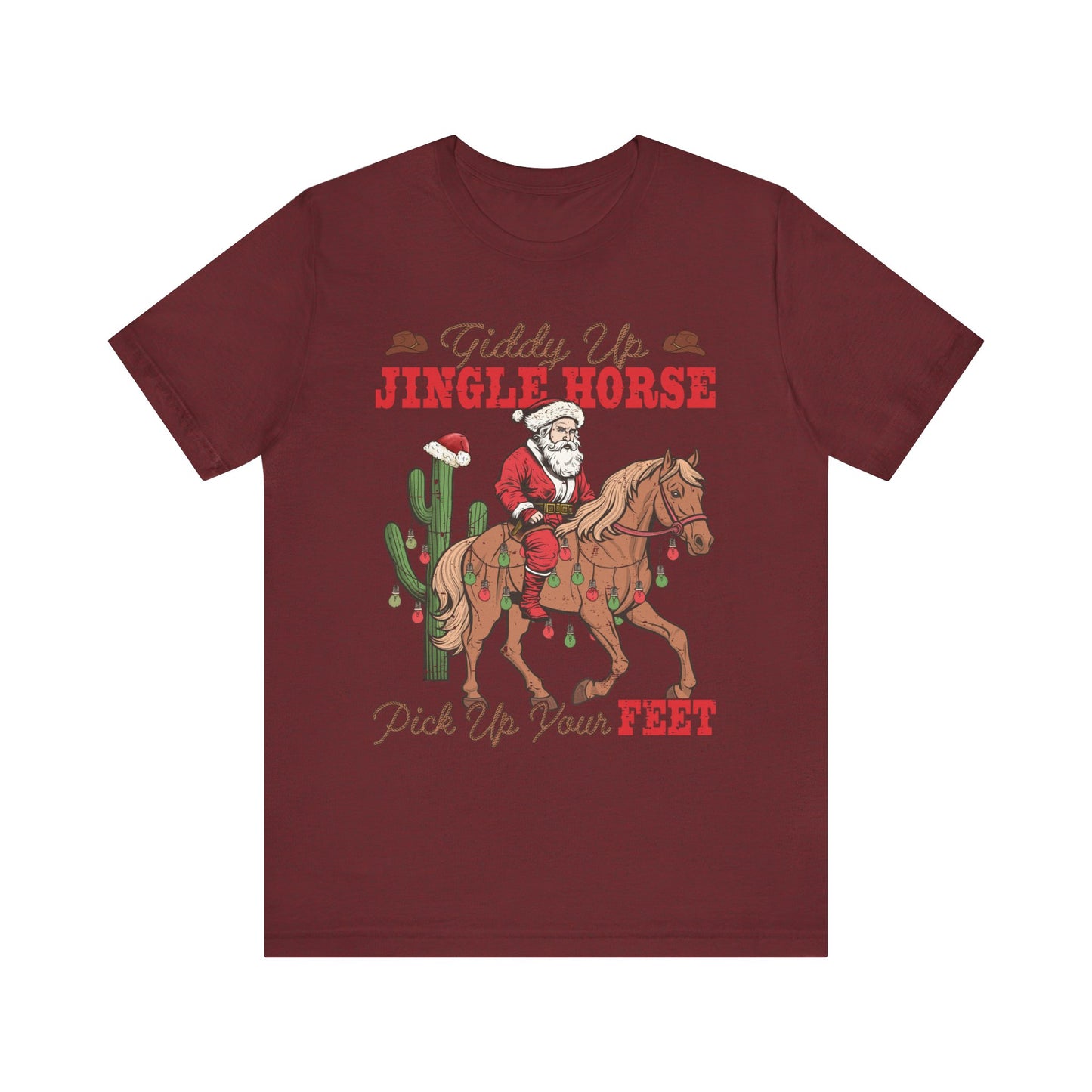 Giddy Up Jingle Horse Shirt – Retro Howdy Christmas Western Cowboy Holiday Tee