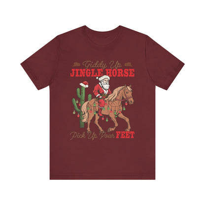 Giddy Up Jingle Horse Shirt – Retro Howdy Christmas Western Cowboy Holiday Tee