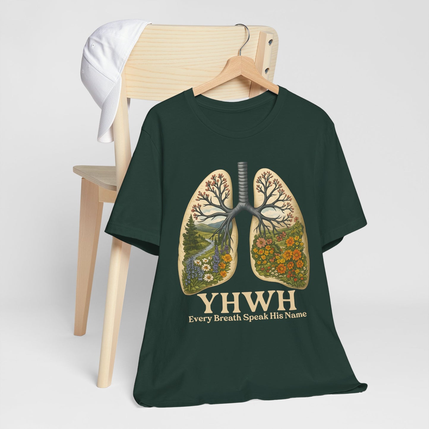 YHWH Every Breath Speaks His Name Shirt – Christian Forest Lungs Tee