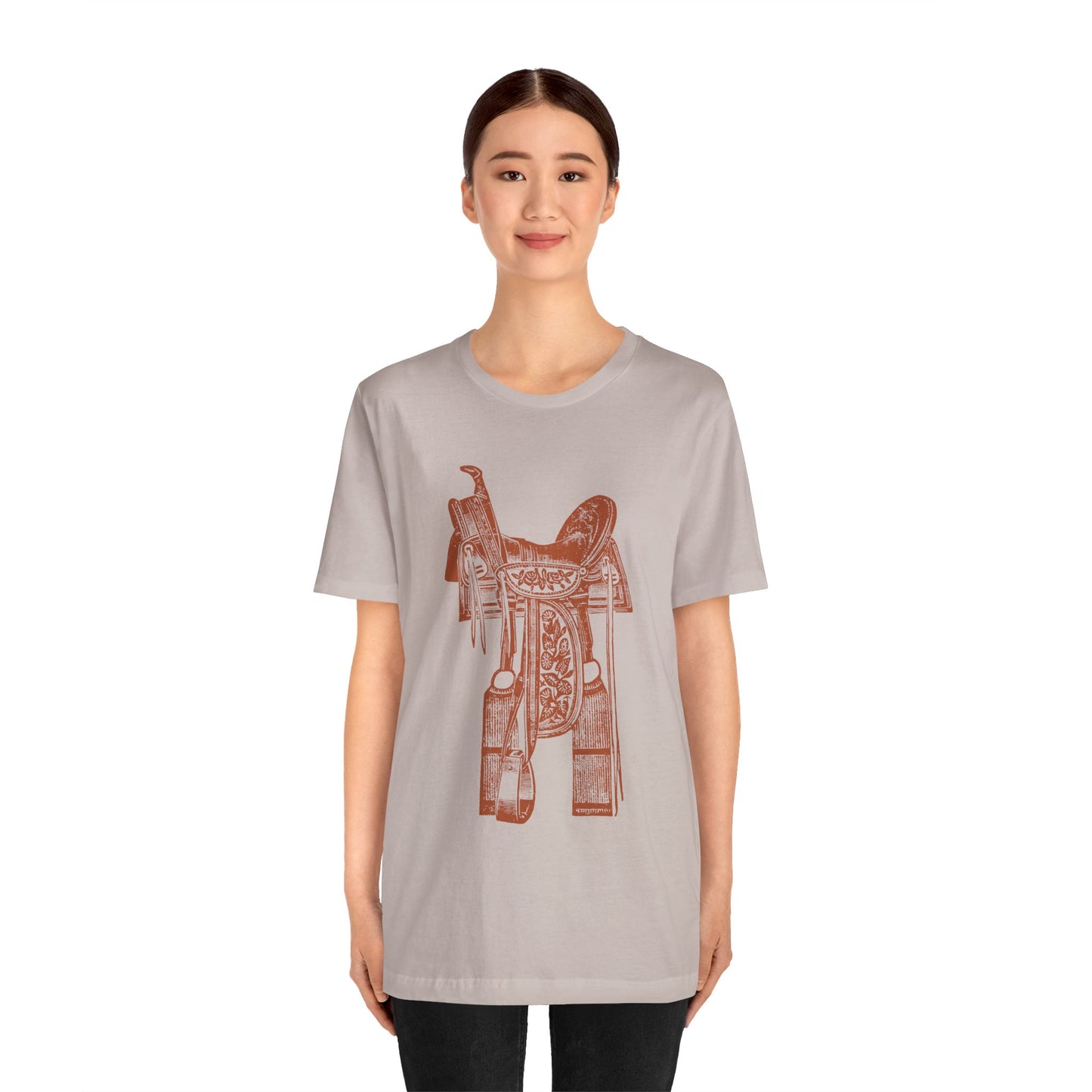 Floral Tooled Saddle Shirt – Western Horse Rodeo Cowgirl Cowboy Tee