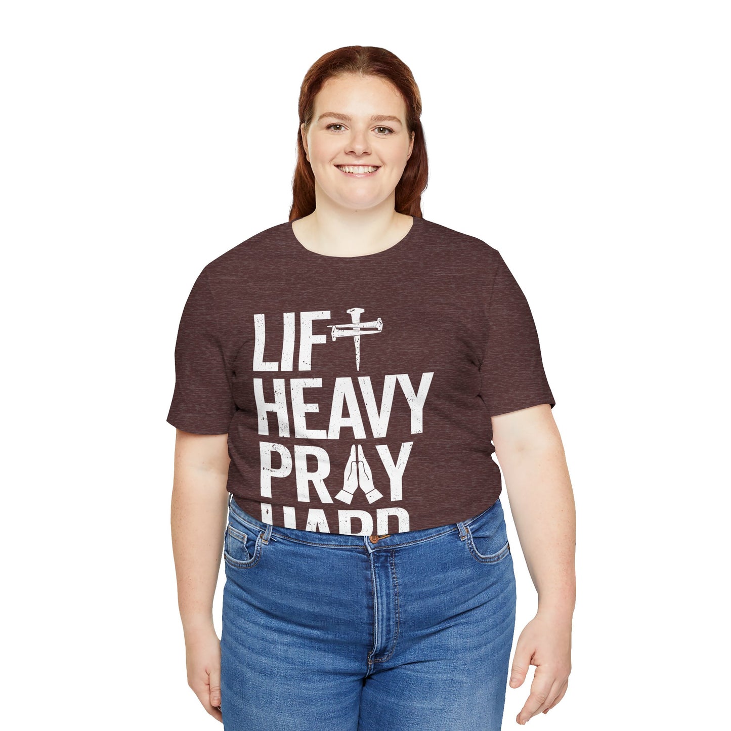 Lift Heavy Pray Hard Cross Nails Trendy Christ Gym Vintage T-Shirt