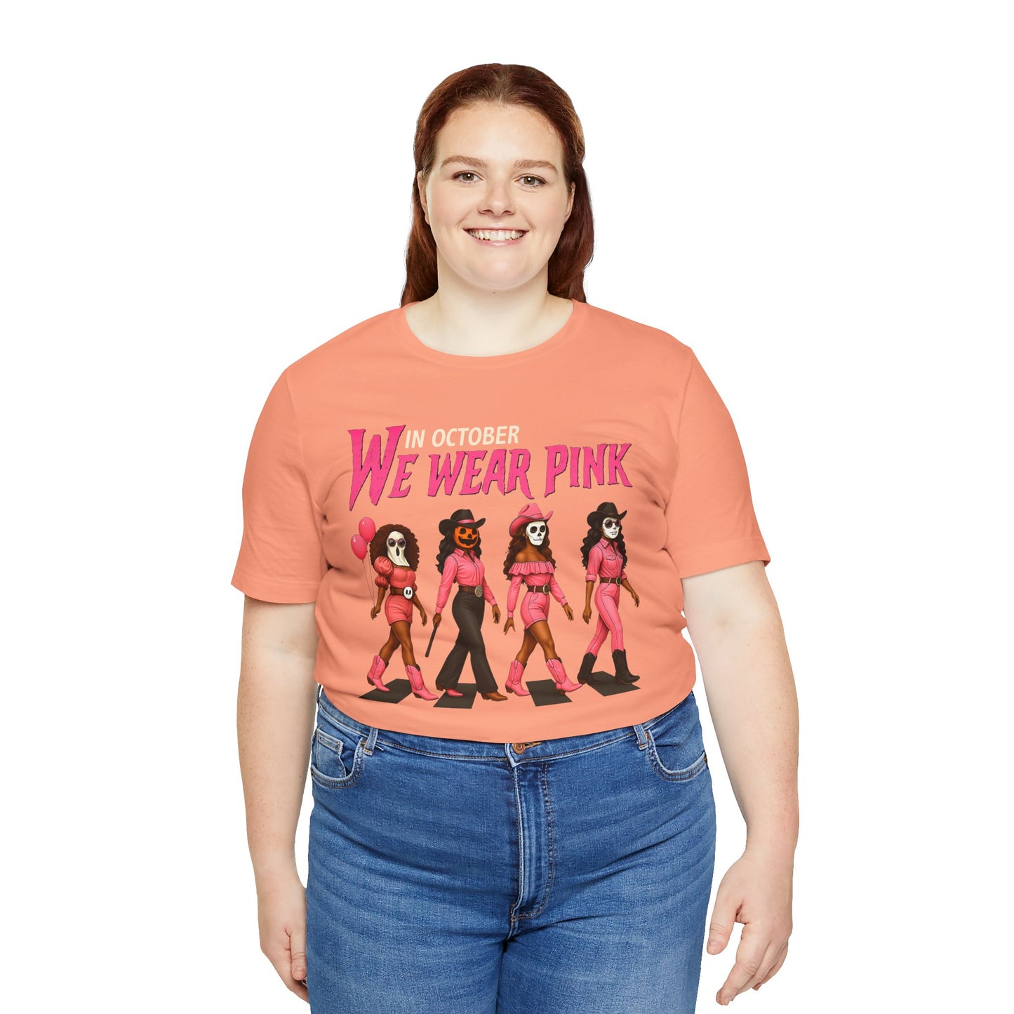 In October We Wear Pink Shirt – Spooky Cowgirl Western Halloween Tee
