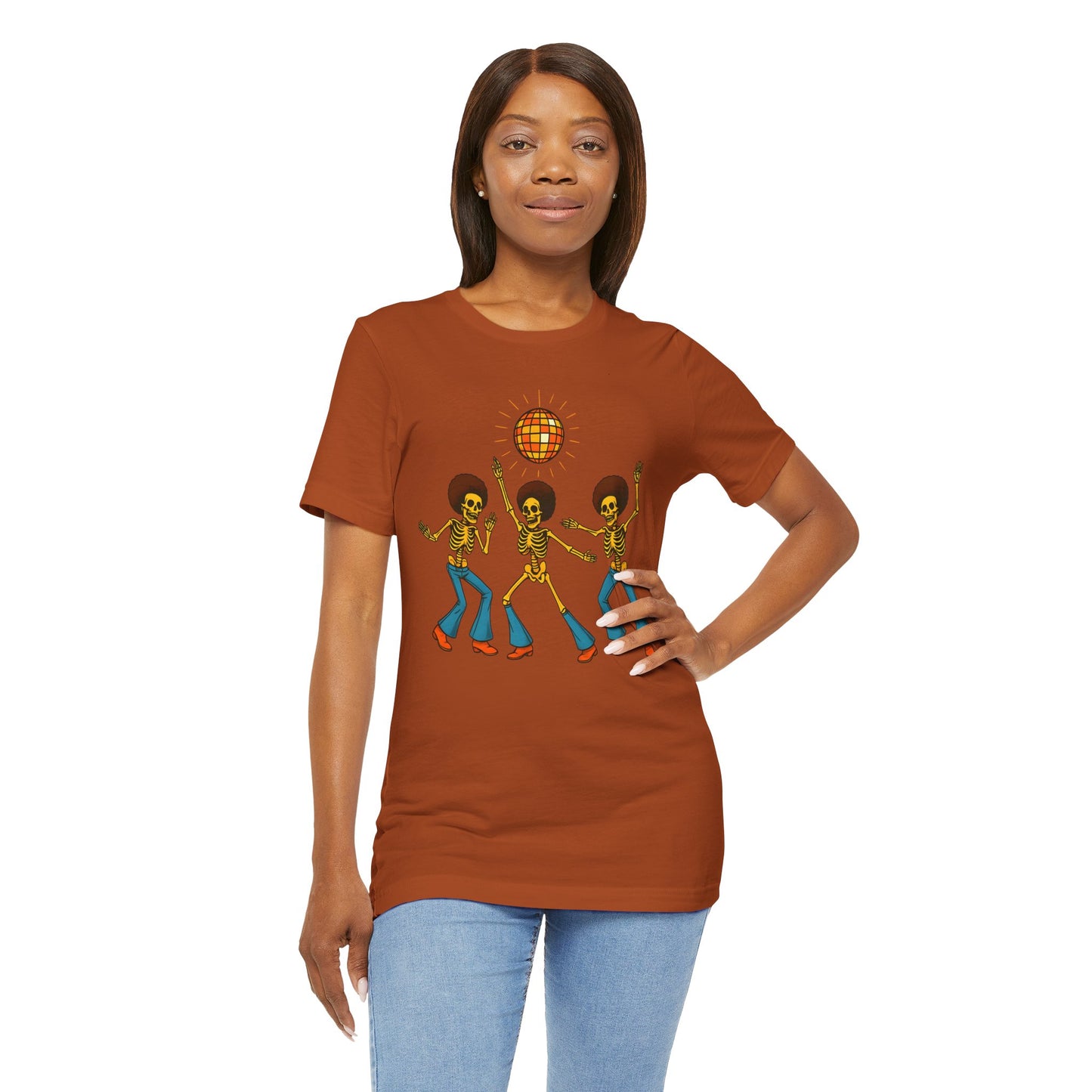 Disco Skeletons Dancing Shirt – Funny Retro 70s Halloween Party Tee