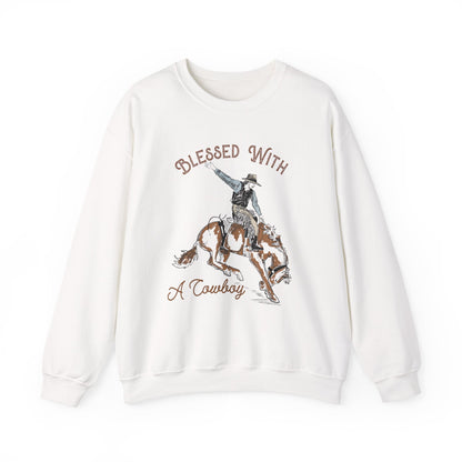 Blessed with a Cowboy Sweatshirt – Retro Christian Western Rodeo Pullover