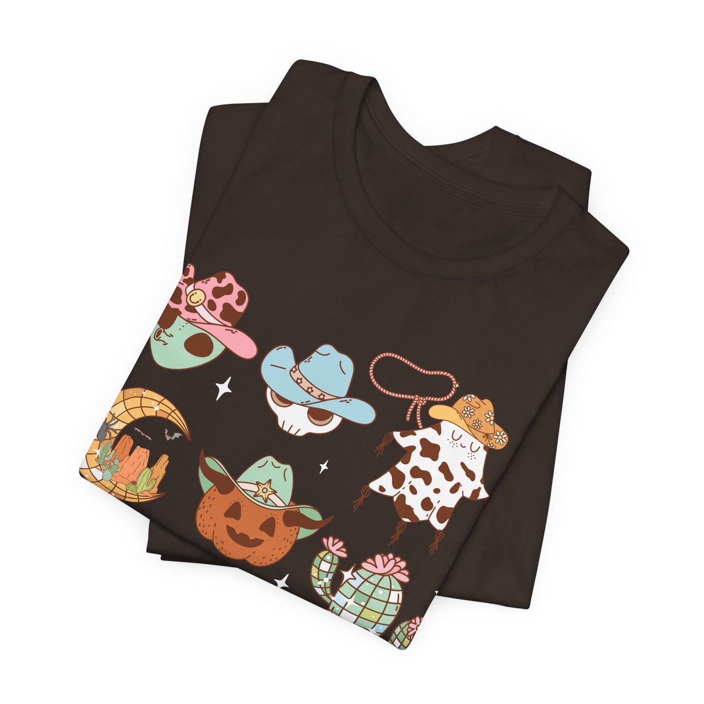 Western Halloween Cowboy Alien Rodeo Skull Spooky Ghost Kids T-Shirt