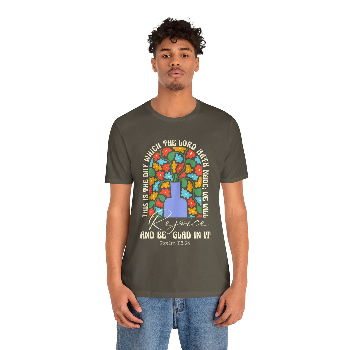 Rejoice and Be Glad In It Shirt – Boho Floral Christian Psalm 118:24 Faith Tee