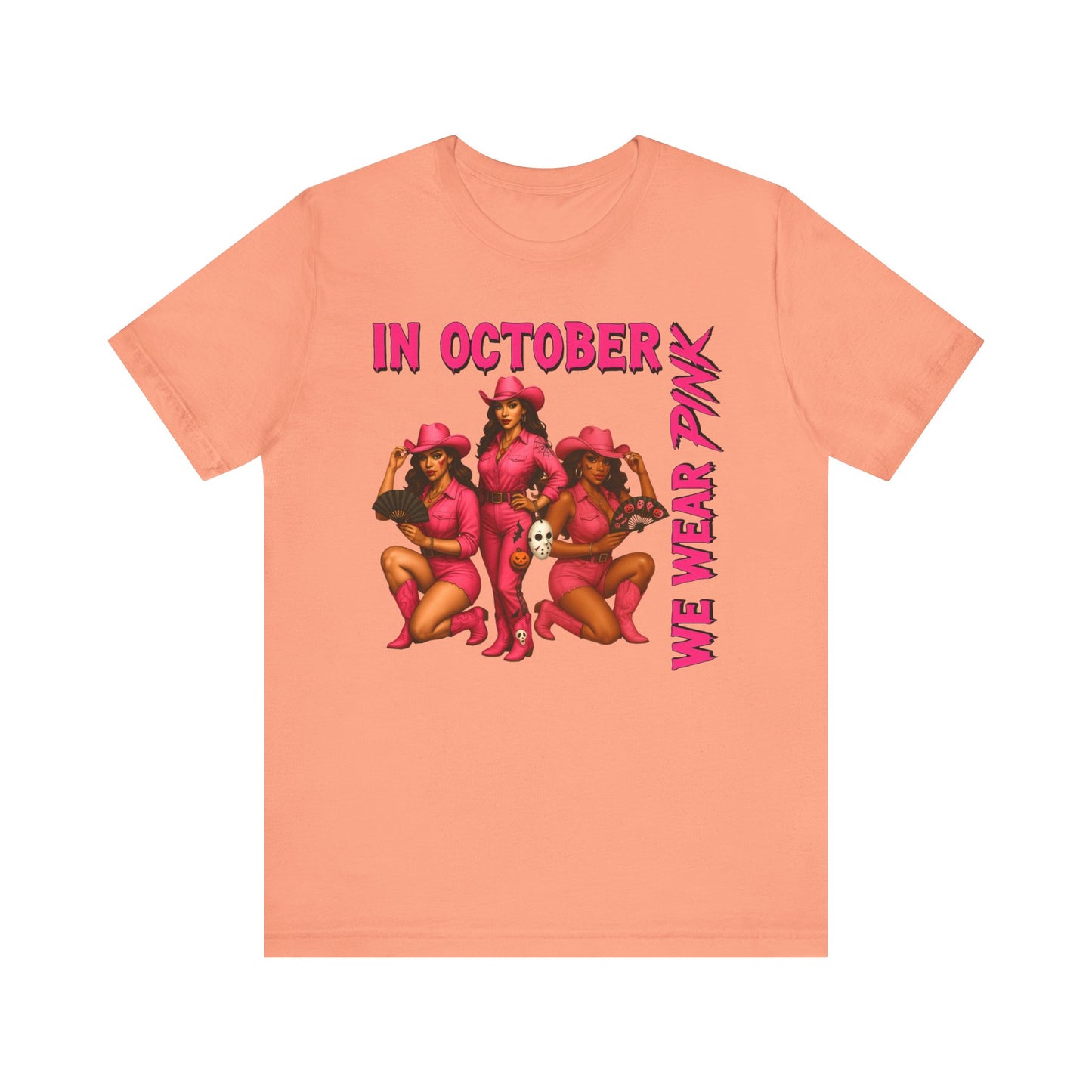 In October We Wear Pink Shirt – Western Cowgirl Breast Cancer Awareness Tee