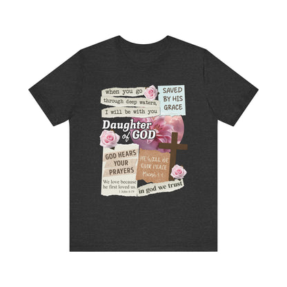 Daughter of God Shirt – Christian Floral Bible Verse Encouraging Faith Tee for Women