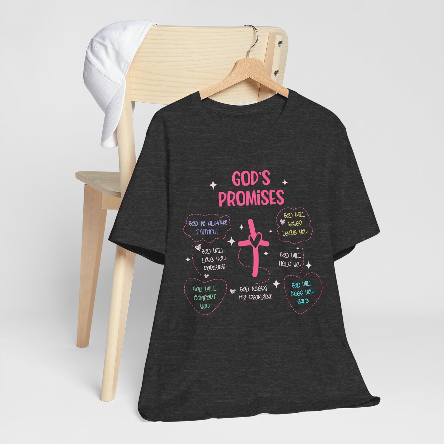 God’s Promise Shirt – Christian Rainbow Cross Bible Verse Faith Scripture Tee