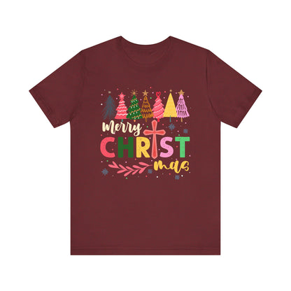 Retro Rustic Merry Christmas Shirt – Christian Cross Jesus Faith Holiday Tee