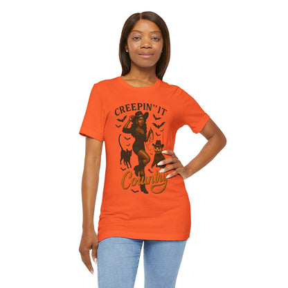 Creepin’ It Country Shirt – Spooky Cowgirl Pumpkin Western Halloween Tee