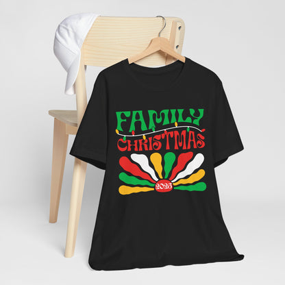 Family Christmas 2025 Shirt – Retro Groovy Matching Holiday Sunburst Tee