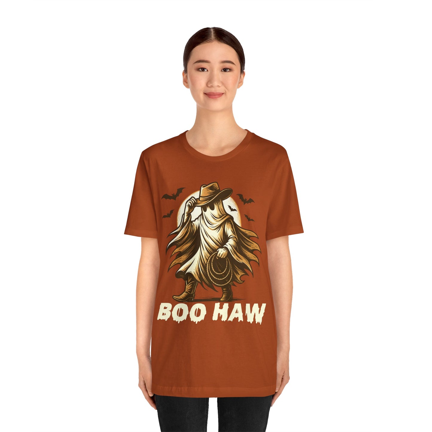 Boo Haw Shirt Ghost Cowboy Western Halloween Tee, Funny Rodeo Spirit Fall Outfit