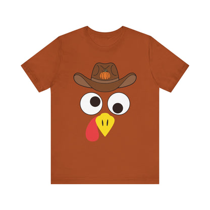 Thanksgiving Couples Turkey Face Shirt – Funny Cowboy & Cowgirl Matching Tee