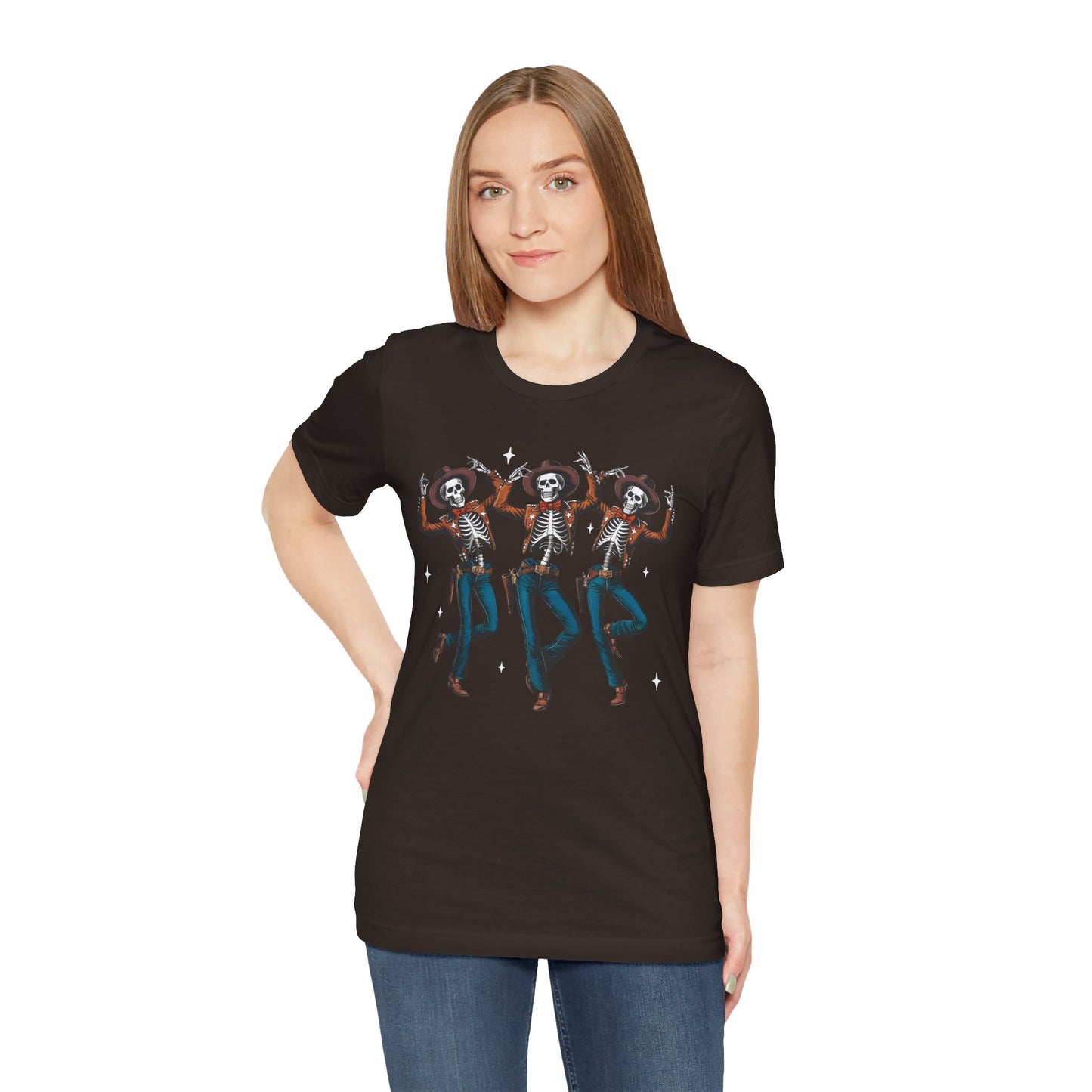 Halloween Western Dancing Skeletons Cowboy Creepy Country T-Shirt