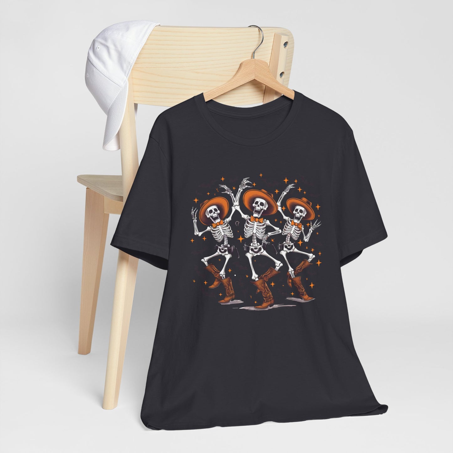 Dancing Skeleton Cowboy Western Rodeo Halloween Spooky Vibes T-Shirt