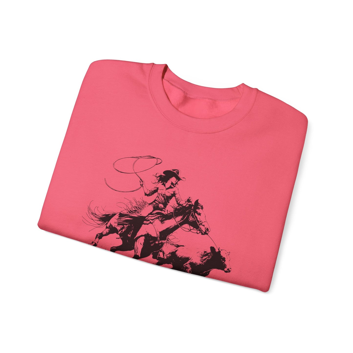 Cowgirl Roping Calf Sweatshirt – Western Horse Rodeo Racing Farm Pullover