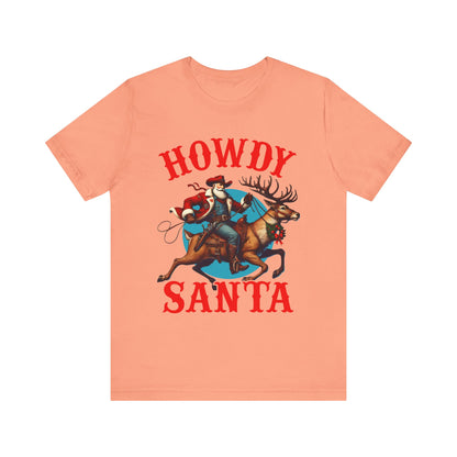 Howdy Santa Shirt – Funny Western Cowboy Riding Reindeer Christmas Rodeo Tee