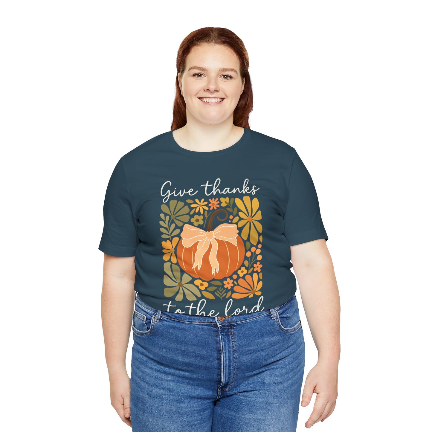 Give Thanks to the Lord Shirt – Christian Pumpkin Psalm Fall Thanksgiving Tee