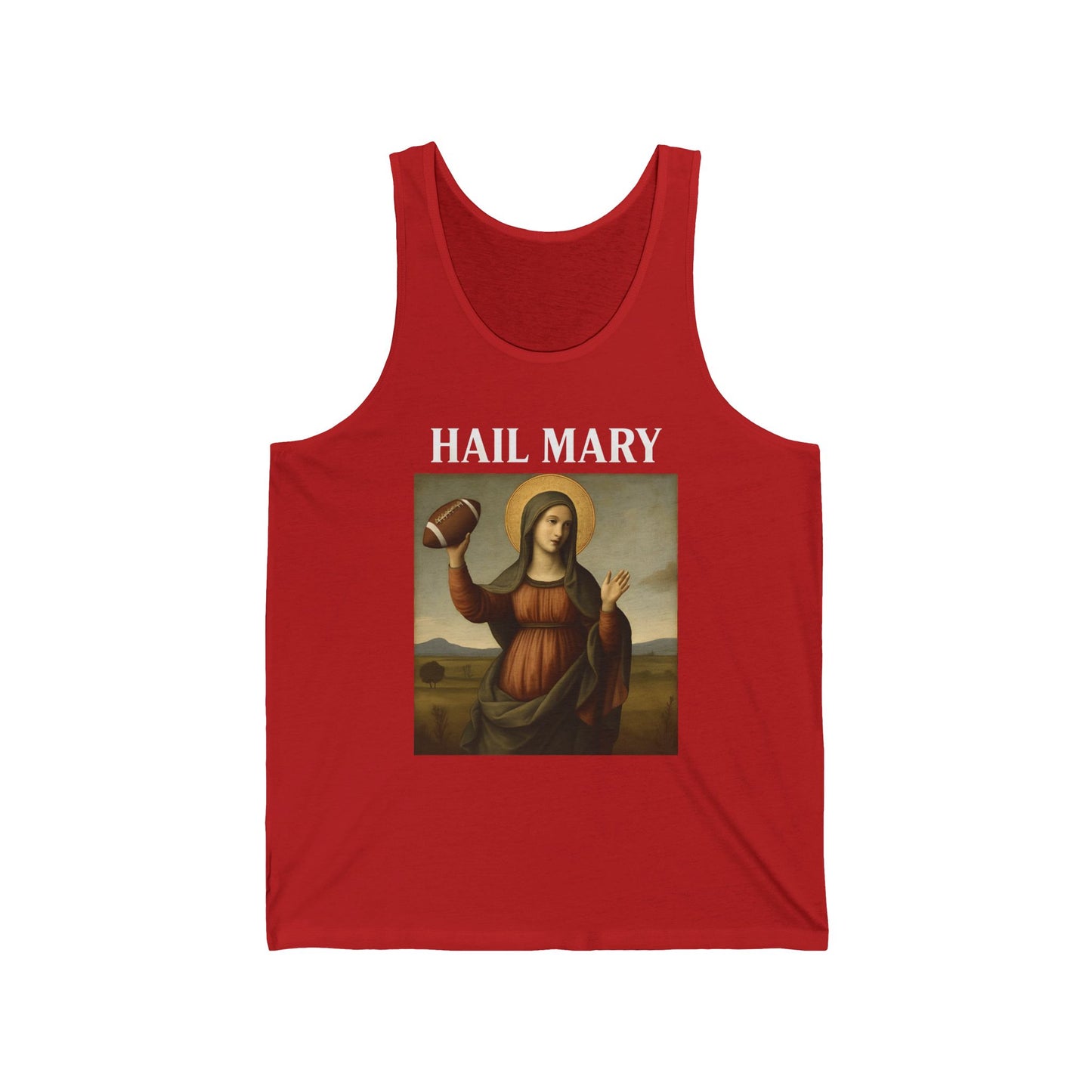 Hail Mary Football Tank – Funny Virgin Mary Parody Catholic Christian Unisex Jersey