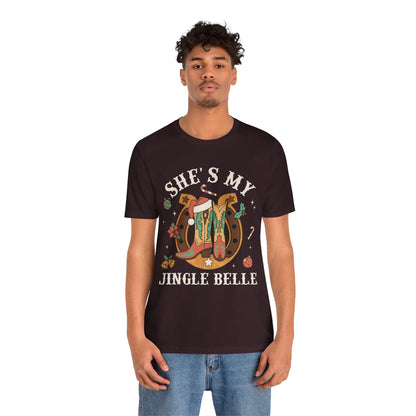She’s My Jingle Bell Shirt – Cute Western Cowboy Cowgirl Matching Christmas Tee