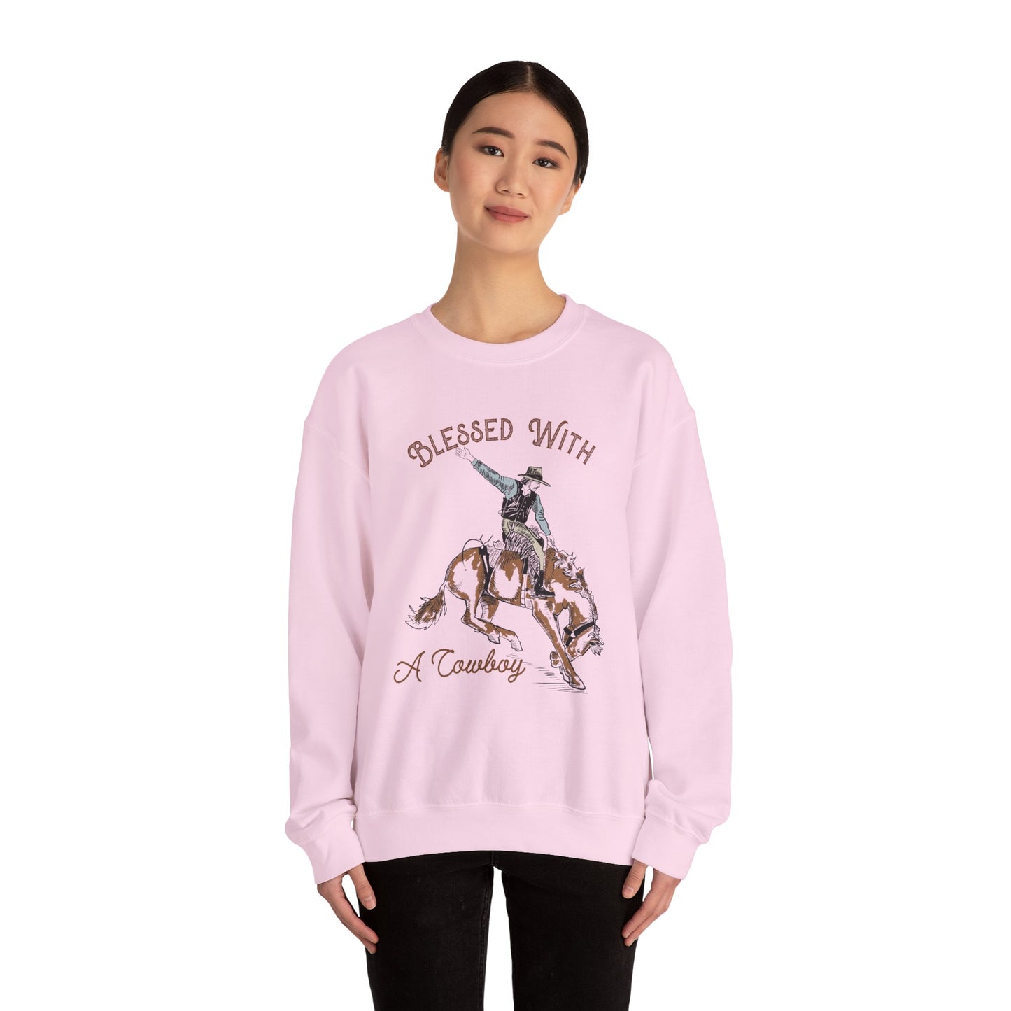 Blessed with a Cowboy Sweatshirt – Retro Christian Western Rodeo Pullover