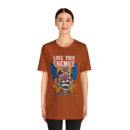 Love Your Enemies Shirt – Christian Matthew 5:44 Angel Wings Scripture Faith Tee