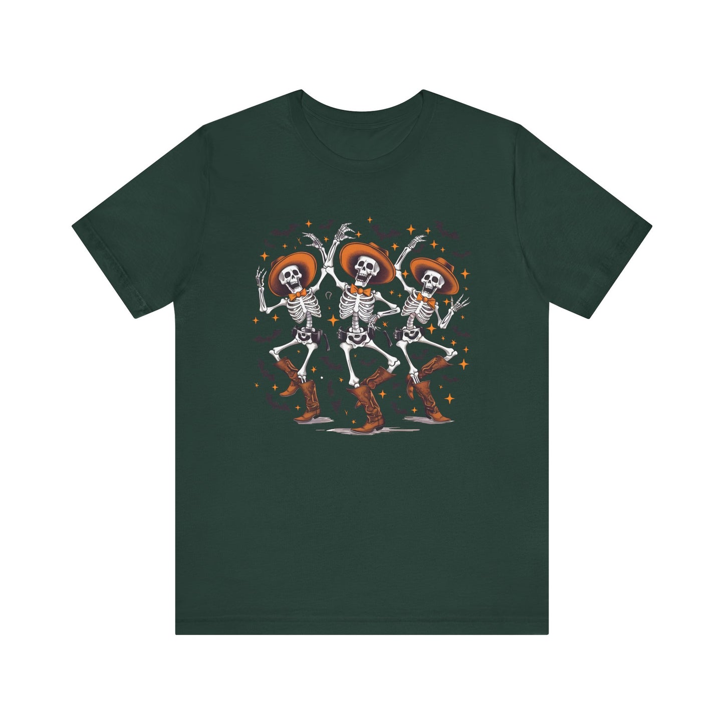 Dancing Skeleton Cowboy Western Rodeo Halloween Spooky Vibes T-Shirt